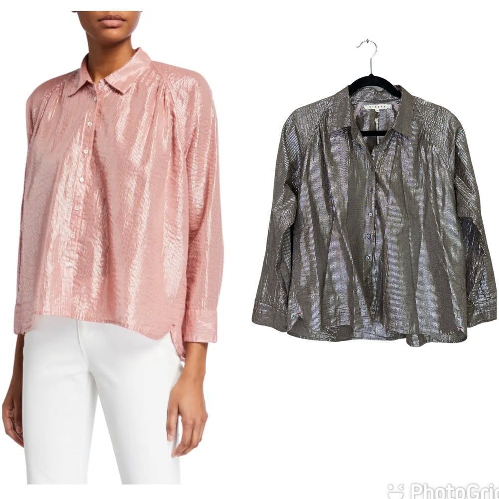 NEW Xirena Kiran Top Metallic Smoky Gray Size XS